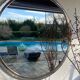 Hammered metal round mirror