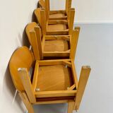 Lot of 8 old Scandinavian design wooden chairs from the 80s vintage