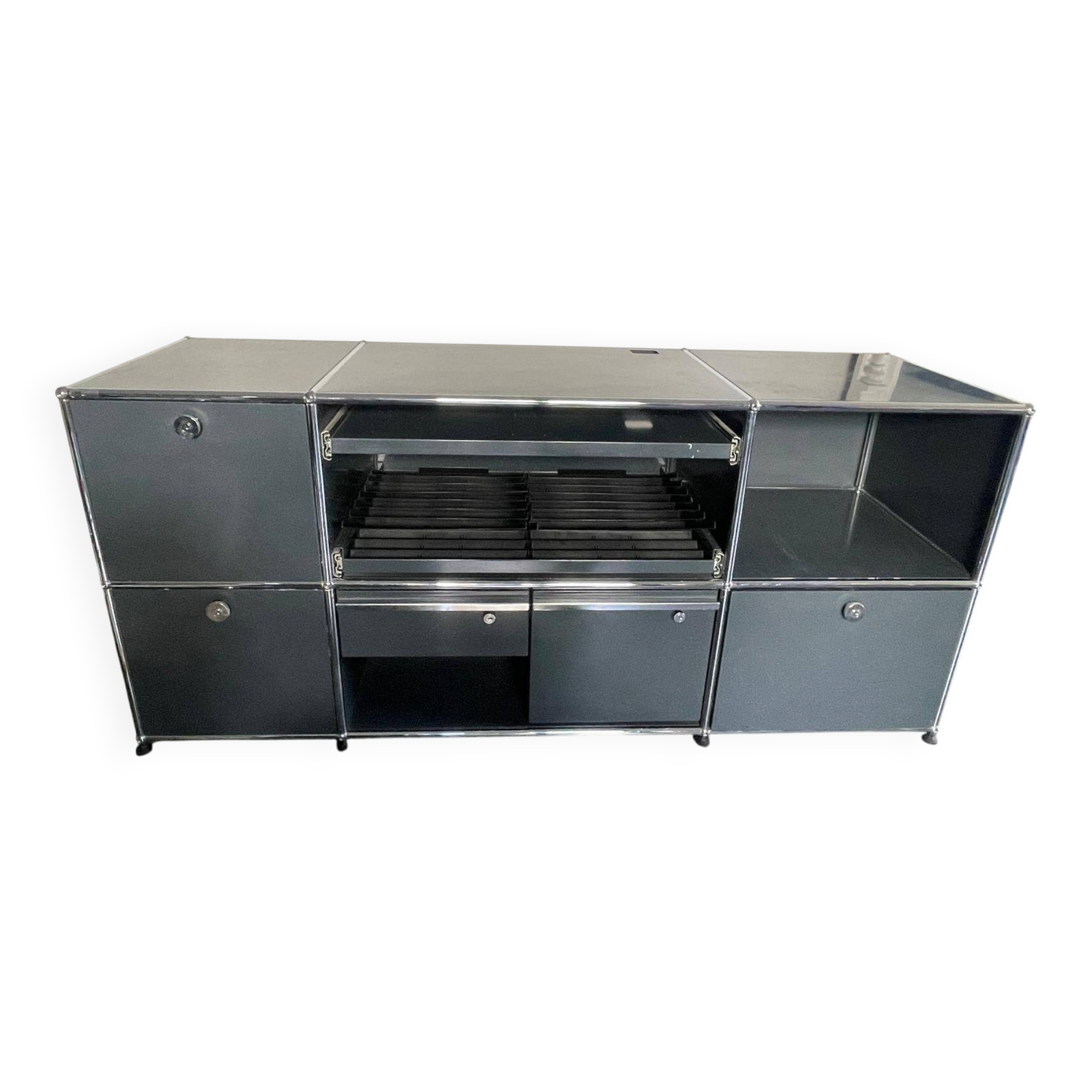 Bureau USM Haller – Gris Anthracite – Configuration complète - à Bordeaux