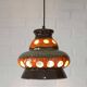Vintage ceramic pendant light: 1970s rustic handmade chandelier