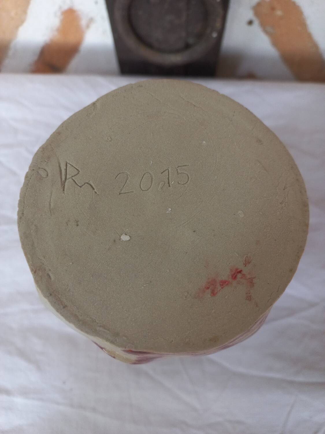 Original enamelled earthenware vase