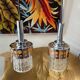Paire globes chrome verre orange Space age pop seventies