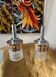 Paire globes chrome verre orange Space age pop seventies