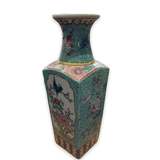 Vase Balustre Chinese Base Square Background Turquoise Background