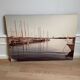 Old 70s marina landscape boats laminated