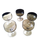 5 Coupes Vintage en verre fumée Années 70