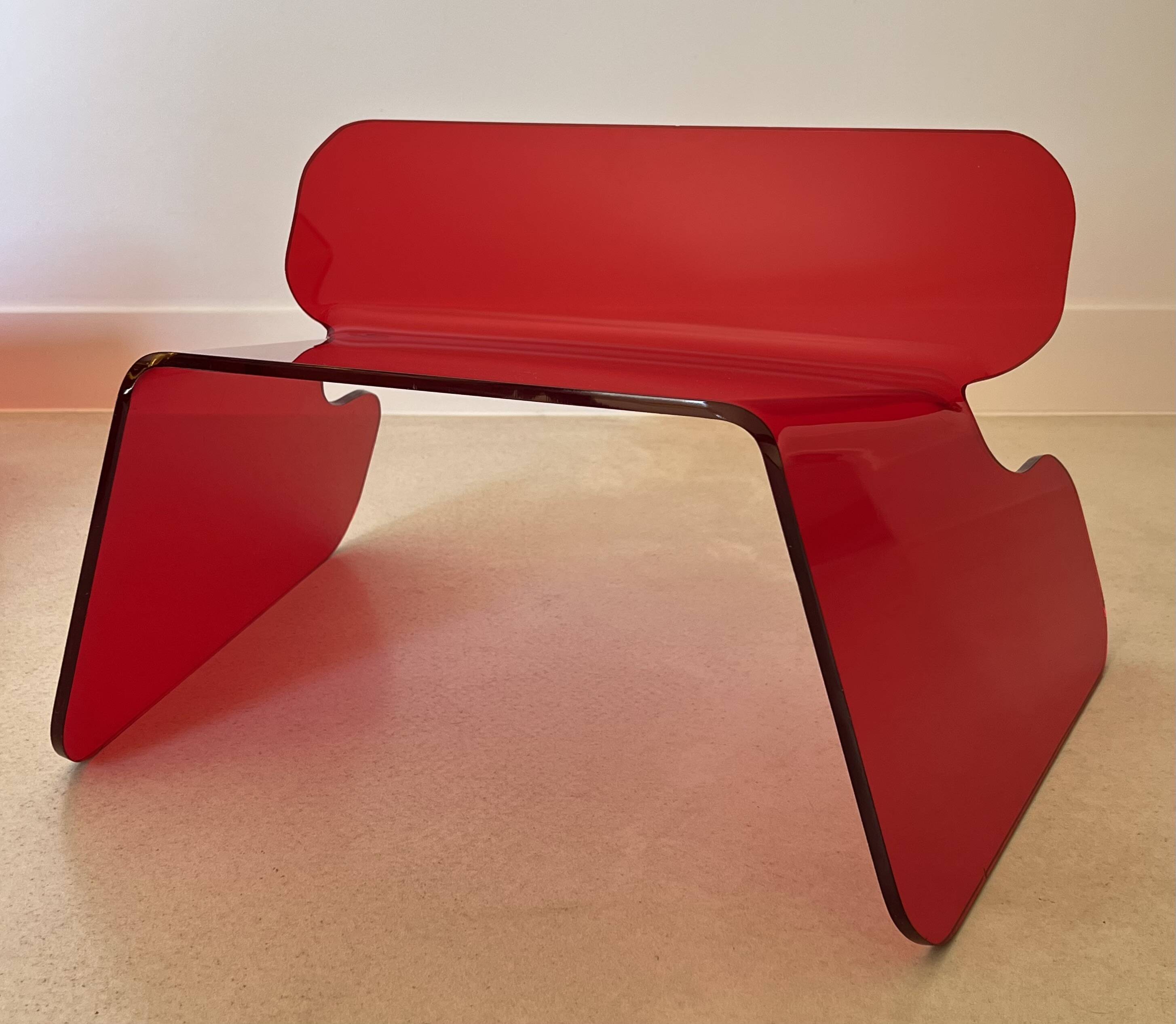 Red plexiglass chair, France 1970s
