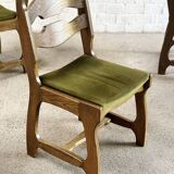 Dining Chairs in Wood and Fabric attributed to Guillerme Et Chambron, 1950s, Set of 6