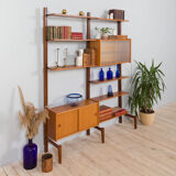 Two bay modular teak wall unit by sven andersen møbelfabrikk, norway, 1960s