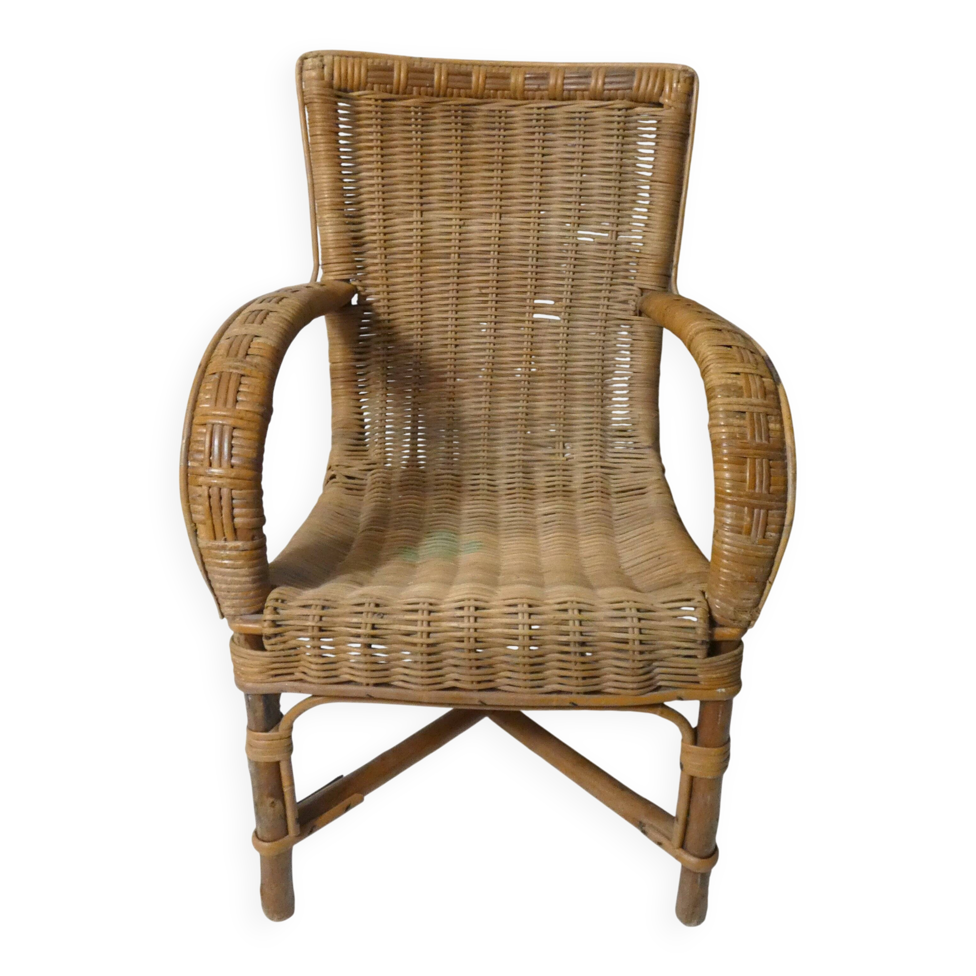 old rattan armchair for children