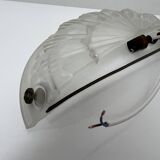 Art Deco half-dome pressed glass wall lamp