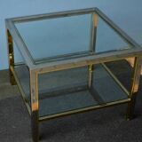 Table basse de style moderniste, style Romeo Rega en laiton et chrome