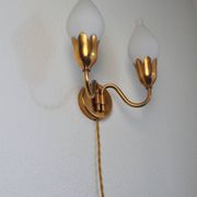 Fog & Mørup 2-Arm Brass and Opaline Glass Tulip Wall Lamp