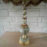 Antique floor lamp with shade, onyx marble, lamp and floral motif, Italy