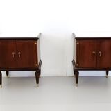 Pair of Black Walnut Nightstands with Marble Top ascr. to Paolo Buffa, Ita