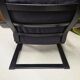 Fauteuil vintage IKEA années 1980 Cuir noir & ottoman
