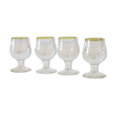 Set of 4 liquor glasses, foot glass, Vintage, Bistrot, glass, French, antique