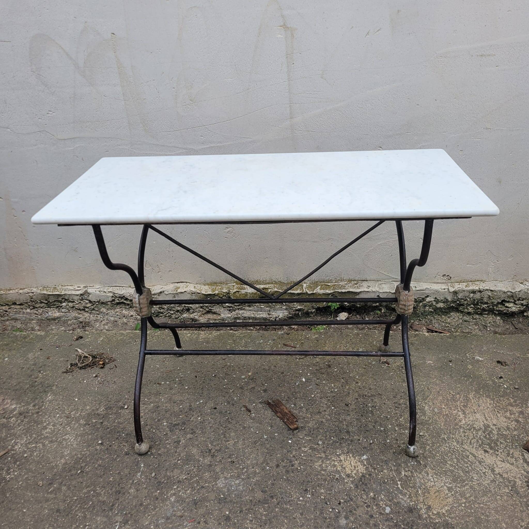 Table Bistrot Rectangulaire, Marbre Blanc