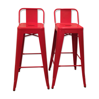 Lot de 2 chaises de bar Tolix rouge