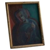 Oil portrait painting on canvas, unknown Danish artist, early 20th century.