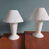 Paire de lampes champignon Peill & Putzler en opaline blanche