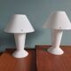 Pair of Peill & Putzler mushroom lamps in white opaline