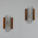 Mid-century glass and oak belgium wall light