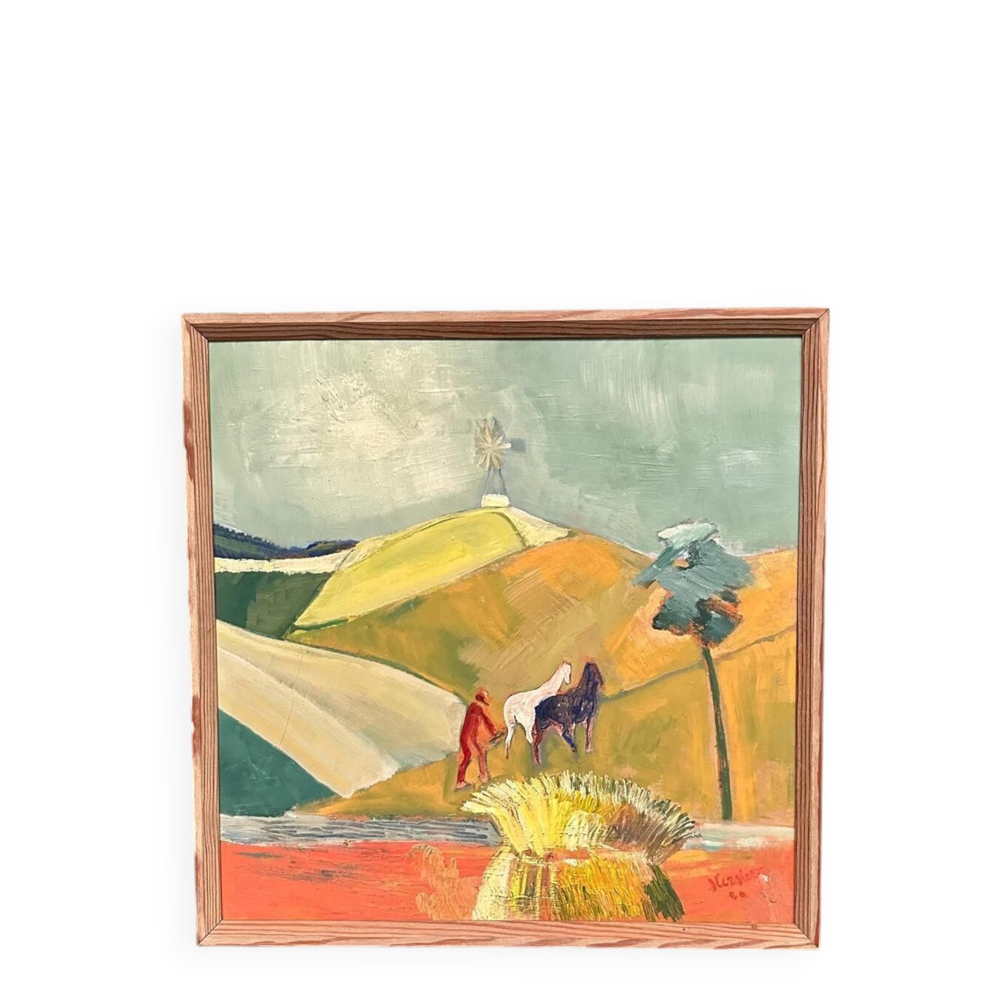 Farming With Windmill Painting