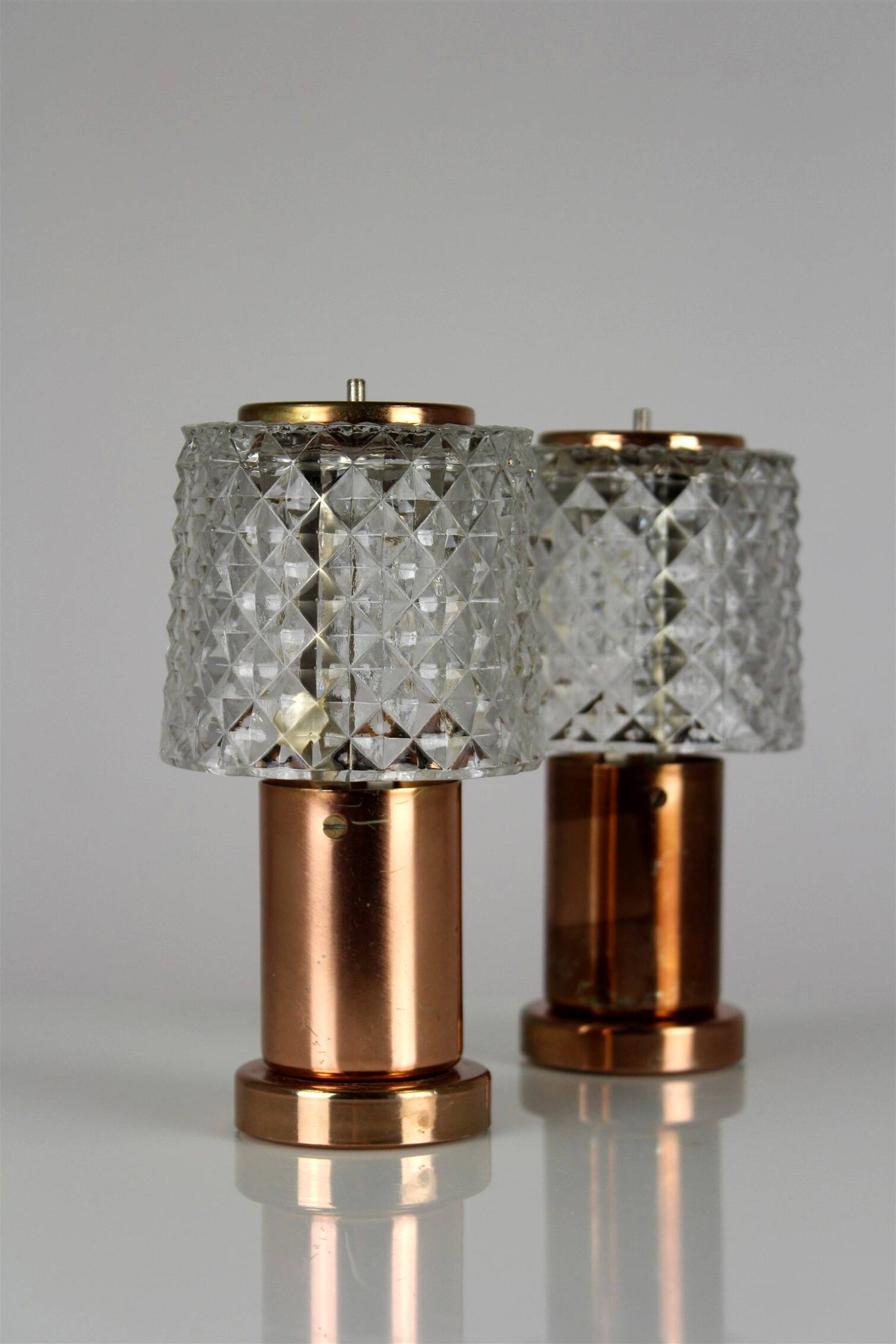 Copper Table Lamps from Kamenicky Senov, 1970s, Set of 2