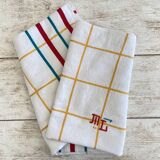 Vintage Jacquard tablecloth in Basque style, monogrammed ML - Mixed fabric - 130x145cm