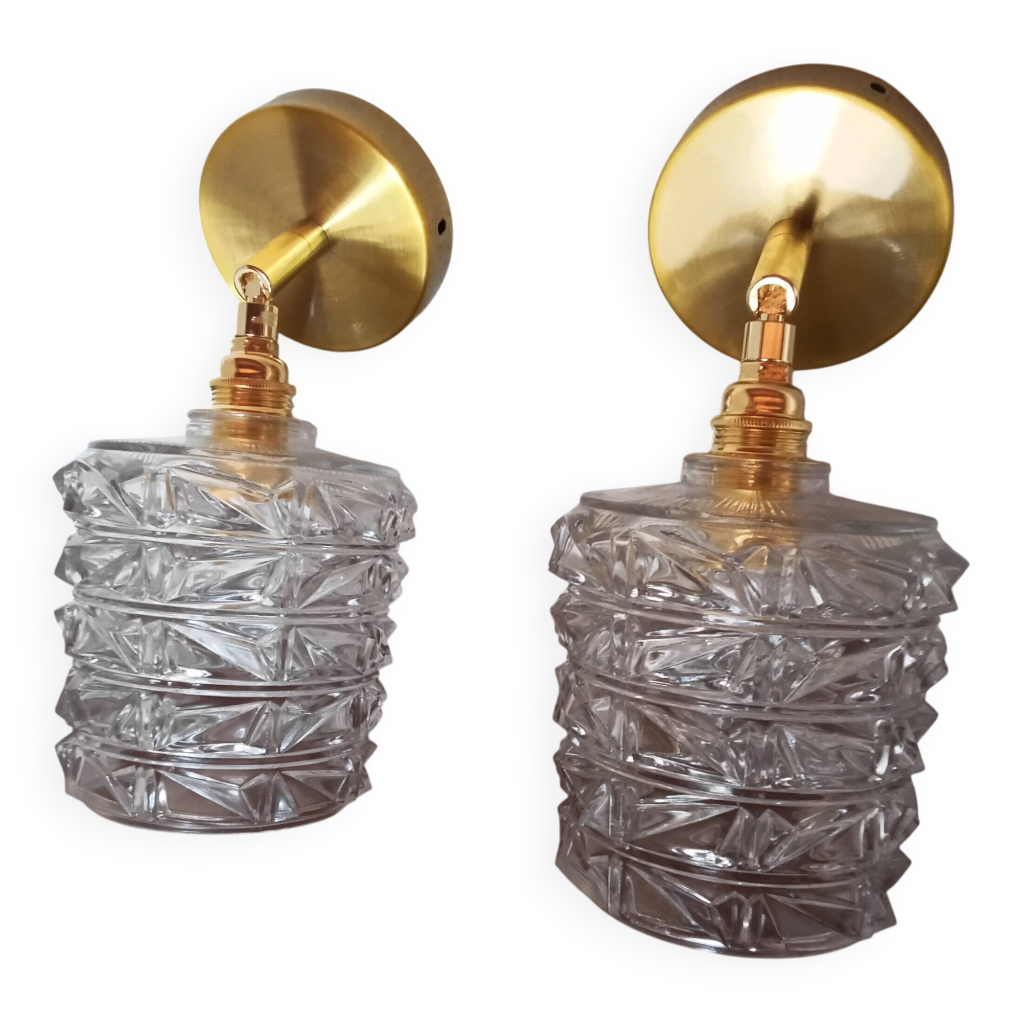 Pair of vintage molded glass wall sconces