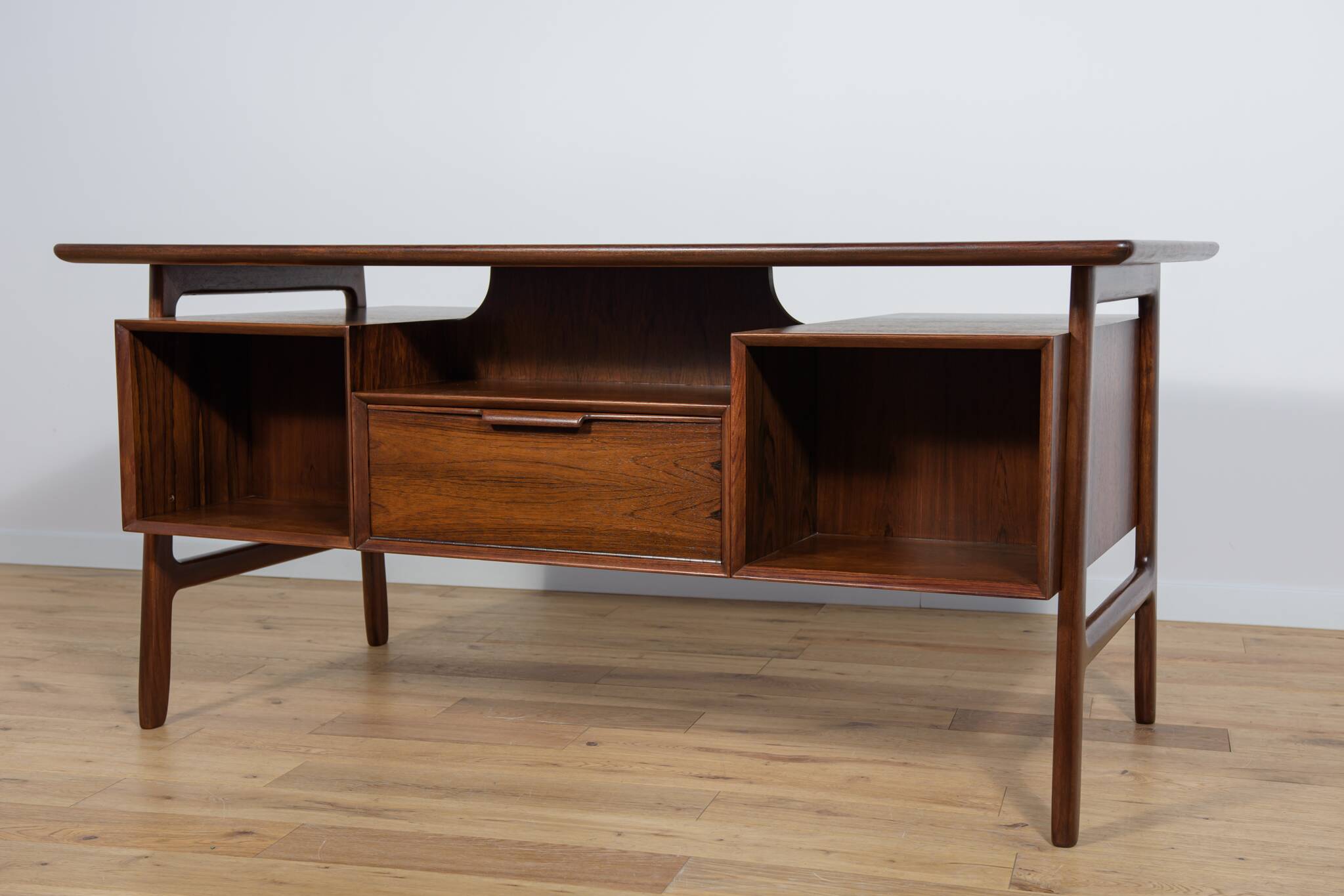 Mid-Century Model 75 Freestanding Teak Desk from Omann Jun, Denmark, 1950s