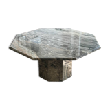 Table basse octogonale en marbre vintage italien en vert gris chaud