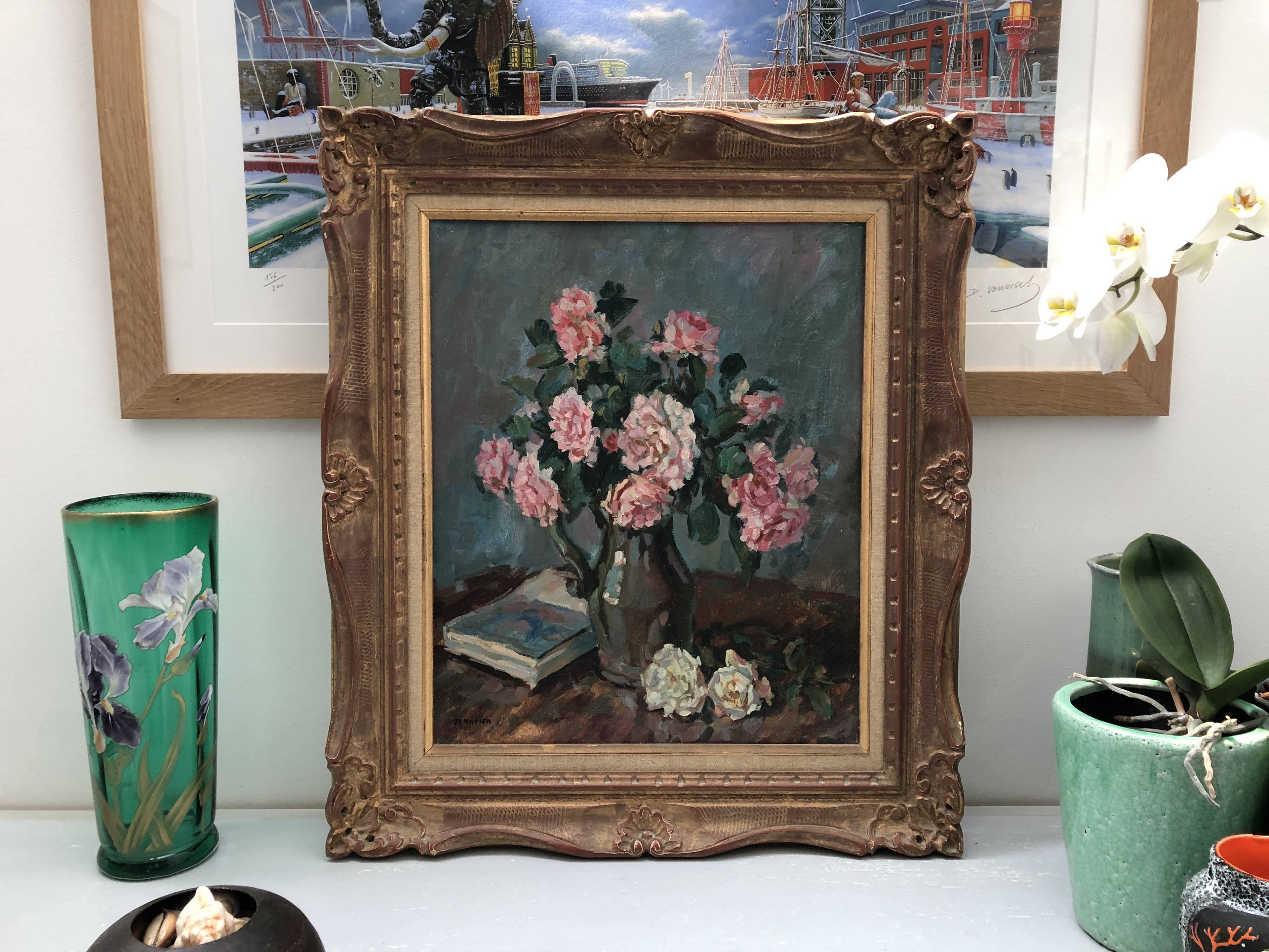 Still life bouquet of flowers oil painting