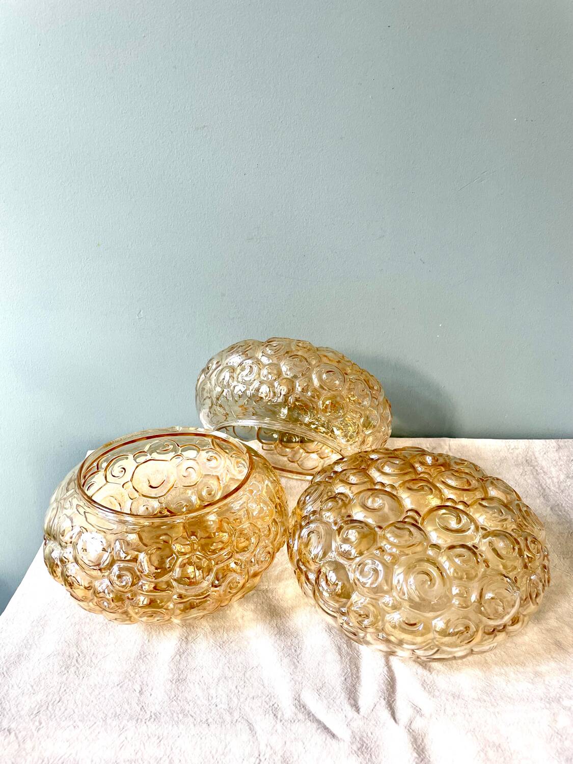 3 Helena Tynell snail ceiling globes, 1960