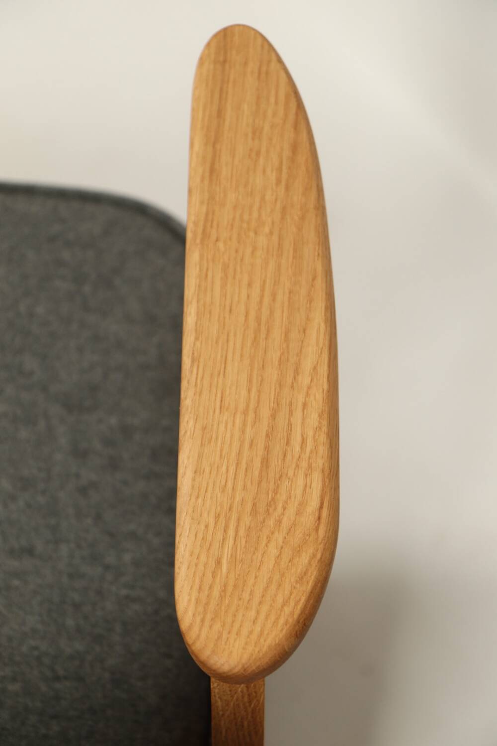 Vintage armchair anthracite gray natural wool oak wood