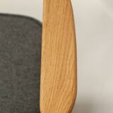 Vintage armchair anthracite gray natural wool oak wood