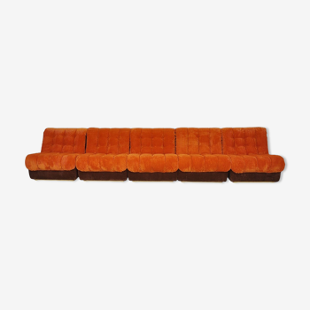 2-color corduroy modular sofa, 1970s