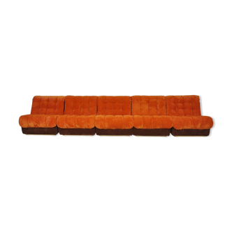 2-color corduroy modular sofa, 1970s