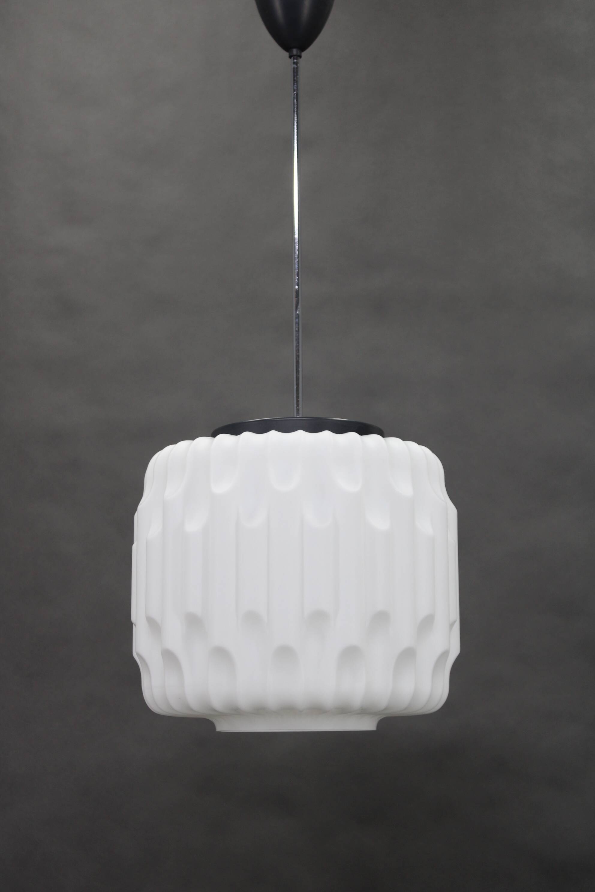 1970s Glass Pendant Light, Czechoslovakia