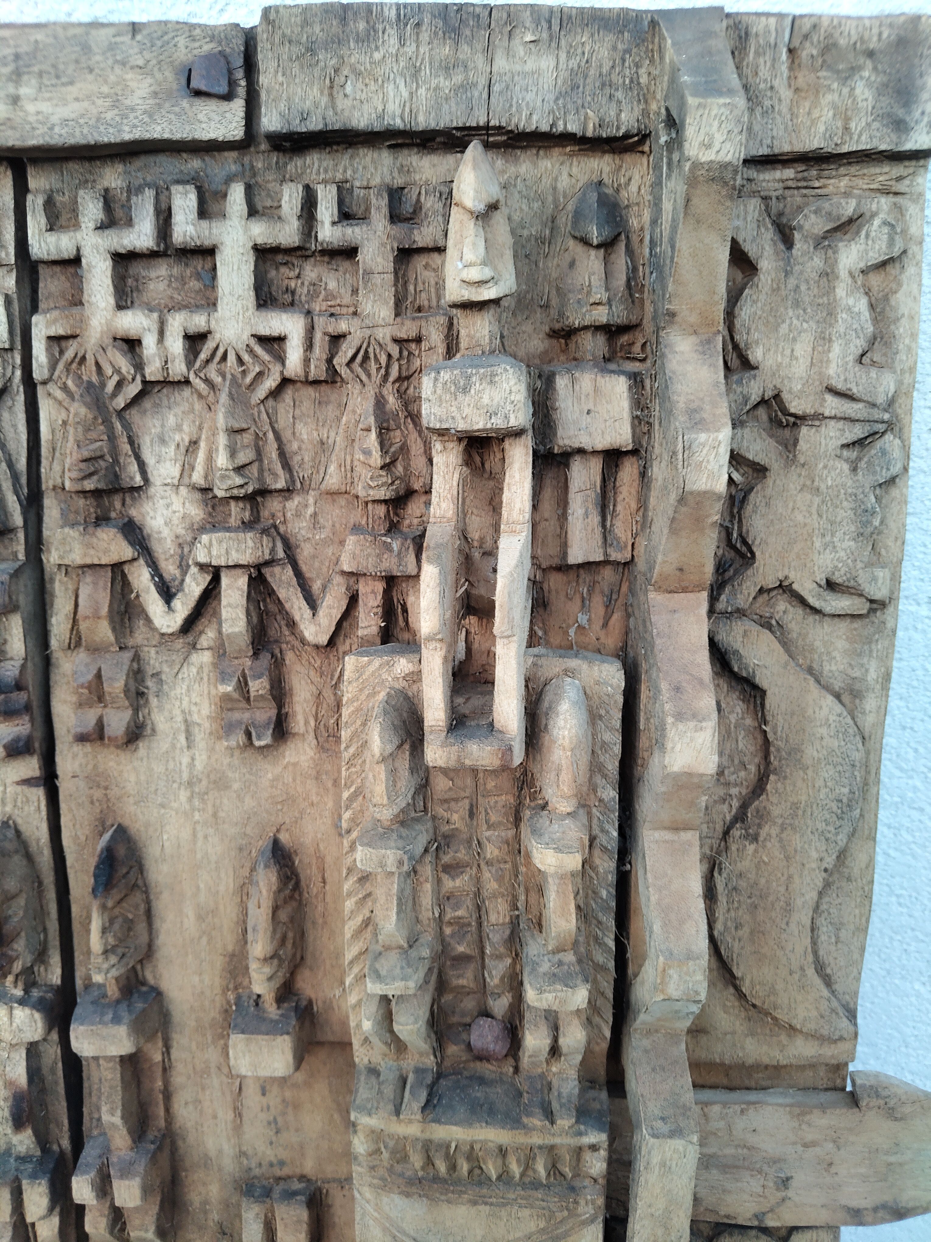Old carved Dogon attic door – Mali – traditional lock