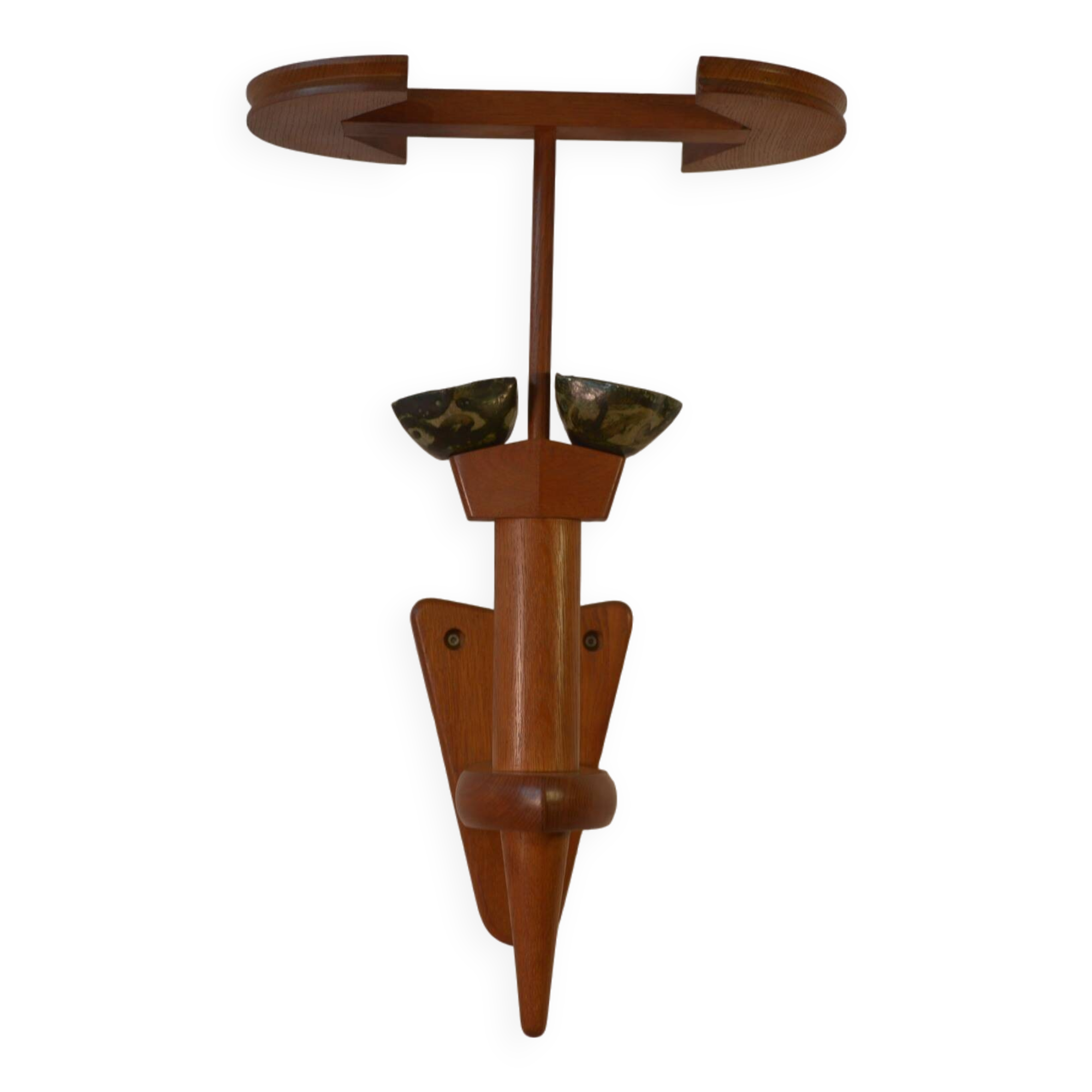 Solid oak wall light by Guillerme and Chambron