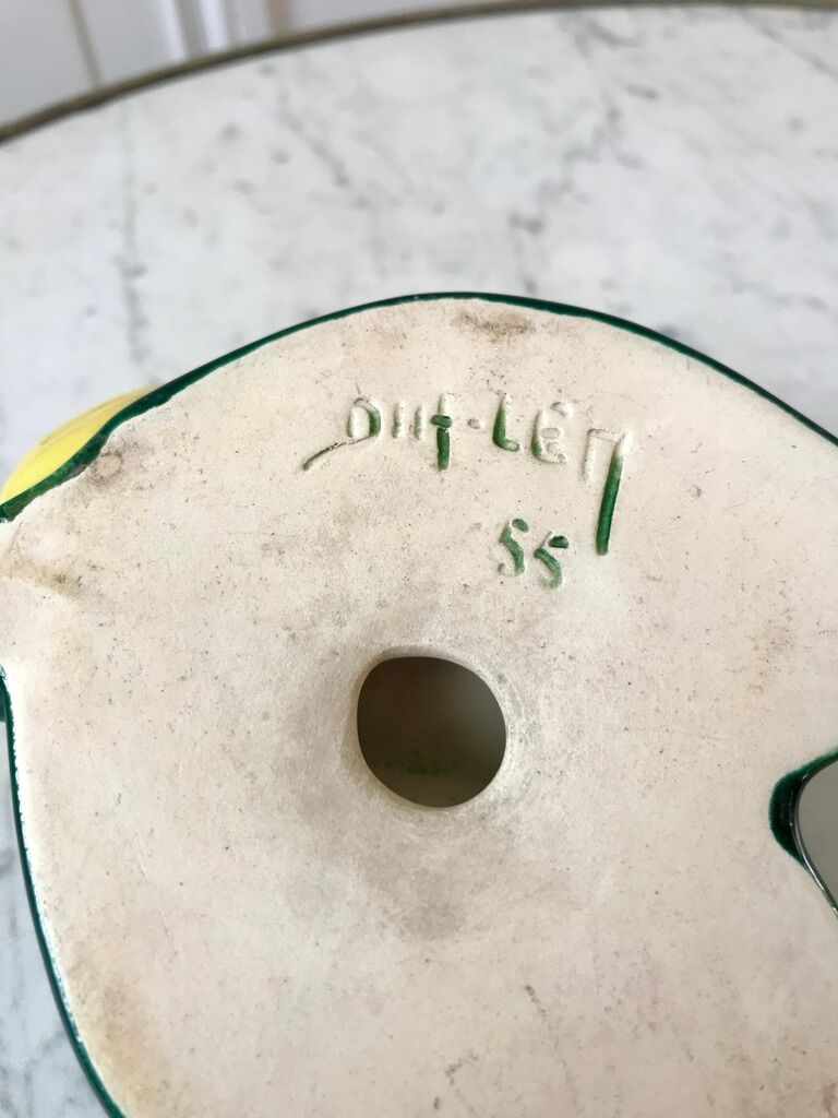 Ferlay Vallauris-style lemon ceramic pocket tray signed 1955
