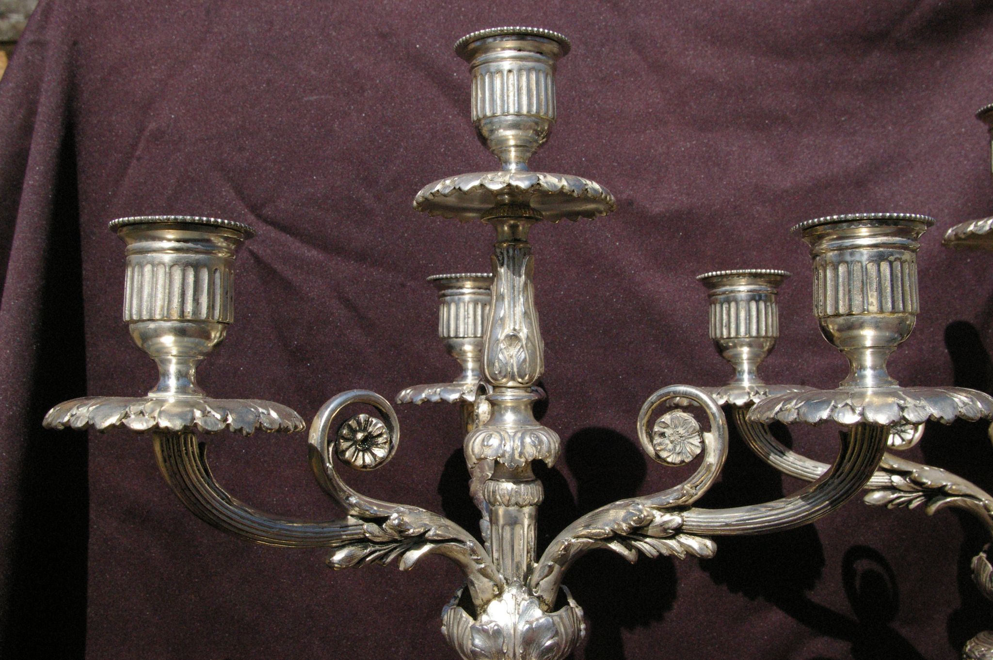 Gallia Christofle Paire 2 Candelabras Chandeliers Silver Bronze Louis XVI H45cm