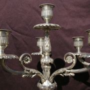 Gallia Christofle Paire 2 Candelabras Chandeliers Silver Bronze Louis XVI H45cm