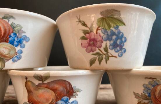 Set of 5 Vintage Boch Frères Ramekins / Small Bowls - Fruit Decor