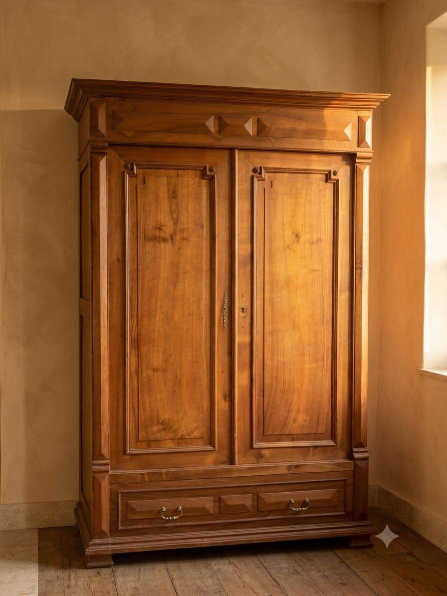 Armoire ancienne bois massif avec corniche
