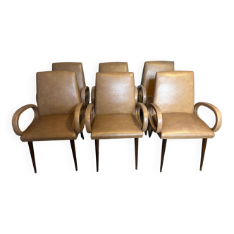 Set of 6 bridge armchairs