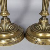 Pair of fluted bronze candlesticks Louis XVI period 27 cm
