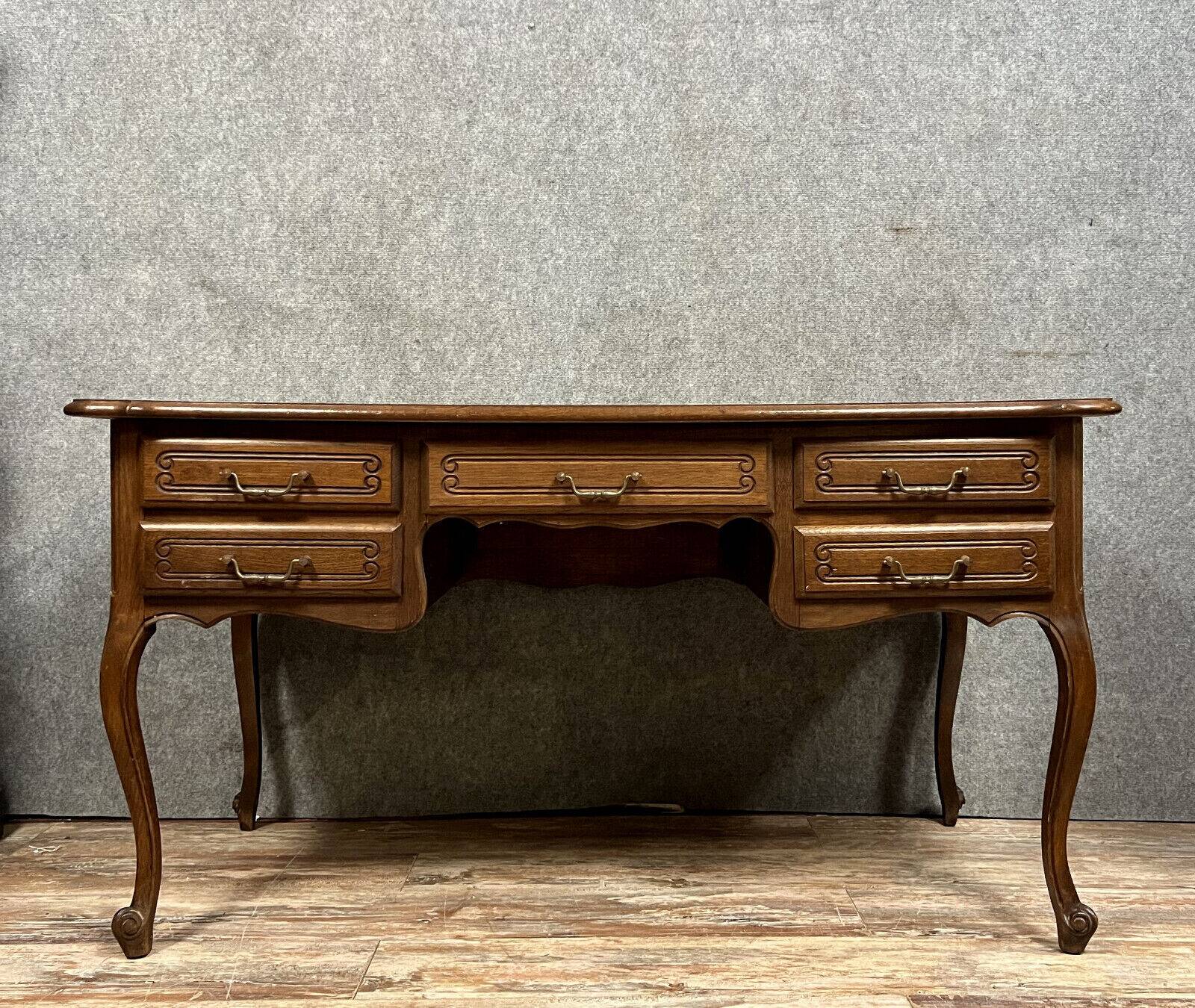 Bureau de centre style louis XV en chêne vers 1950